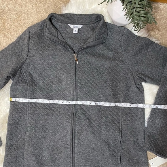 Croft & Barrow: Quilted Heather Grey Full Zip Up Loungewear Jacket Coat Medium - Picture 10 of 12